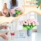 100 Pcs Artificial Real Touch Tulips Fake Artificial Tulip Flower Bulk Bouquet with Stem for Table Centerpieces Wedding Bridal Easter Mother's Day Garden Home Decor, 13.4''(Light Pink)